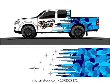 Truck graphic vector design. abstract speed effect shape with camouflage background