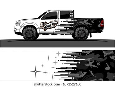 Truck graphic vector design. abstract speed effect shape with camouflage background