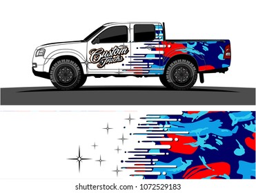 Truck graphic vector design. abstract speed effect shape with camouflage background
