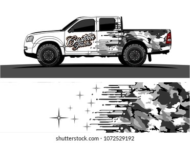 Truck graphic vector design. abstract speed effect shape with camouflage background