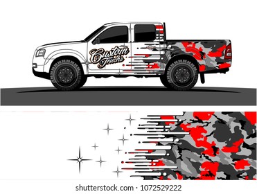 Truck graphic vector design. abstract speed effect shape with camouflage background
