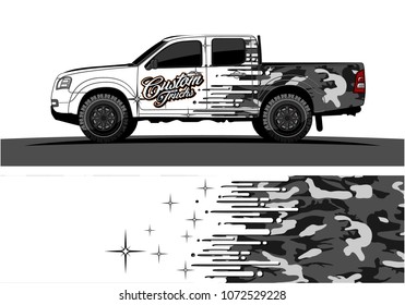 Truck graphic vector design. abstract speed effect shape with camouflage background