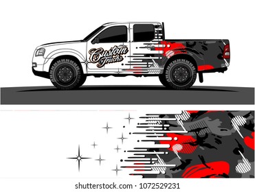 Truck graphic vector design. abstract speed effect shape with camouflage background