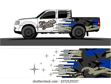 Truck graphic vector design. abstract speed effect shape with camouflage background