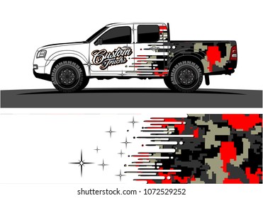 Truck graphic vector design. abstract speed effect shape with camouflage background