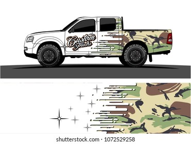 Truck graphic vector design. abstract speed effect shape with camouflage background