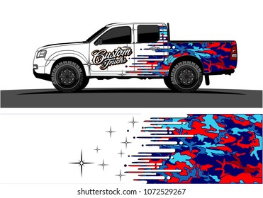 Truck graphic vector design. abstract speed effect shape with camouflage background
