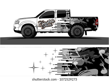 Truck graphic vector design. abstract speed effect shape with camouflage background