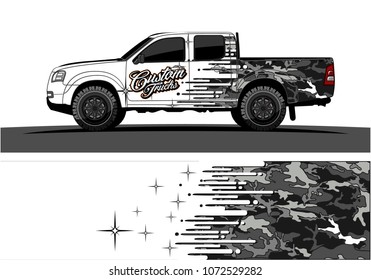 Truck graphic vector design. abstract speed effect shape with camouflage background