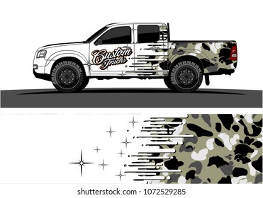 Truck graphic vector design. abstract speed effect shape with camouflage background