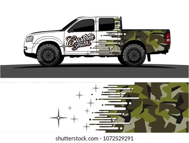 Truck graphic vector design. abstract speed effect shape with camouflage background