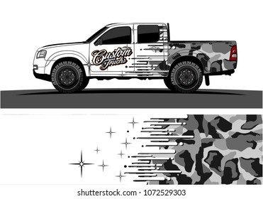 Truck graphic vector design. abstract speed effect shape with camouflage background