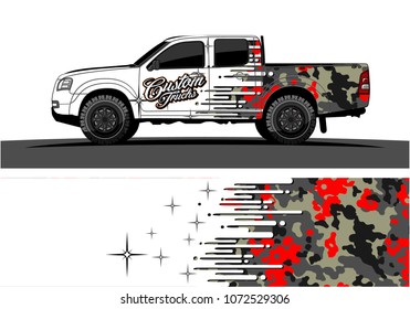 Truck graphic vector design. abstract speed effect shape with camouflage background