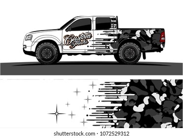 Truck graphic vector design. abstract speed effect shape with camouflage background