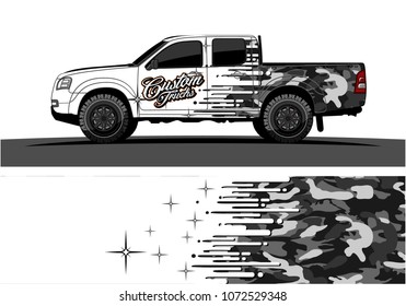 Truck graphic vector design. abstract speed effect shape with camouflage background