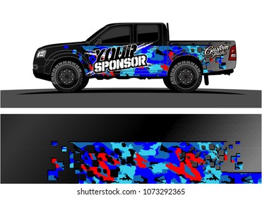 truck graphic vector design. abstract square shapes with grunge background for vinyl wrap.