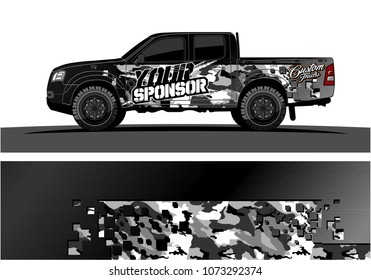 truck graphic vector design. abstract square shapes with grunge background for vinyl wrap.