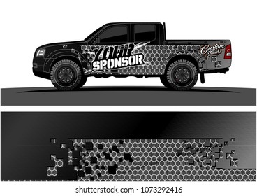truck graphic vector design. abstract square shapes with grunge background for vinyl wrap.