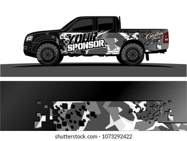 truck graphic vector design. abstract square shapes with grunge background for vinyl wrap.