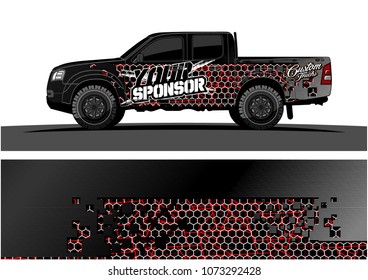 truck graphic vector design. abstract square shapes with grunge background for vinyl wrap.