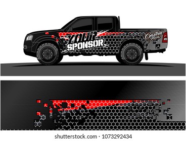 truck graphic vector design. abstract square shapes with grunge background for vinyl wrap.