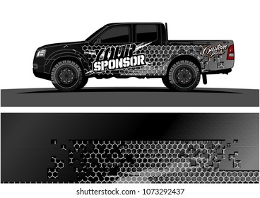 truck graphic vector design. abstract square shapes with grunge background for vinyl wrap.