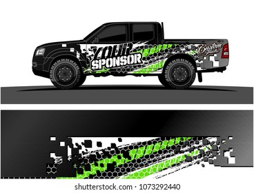 truck graphic vector design. abstract square shapes with grunge background for vinyl wrap.