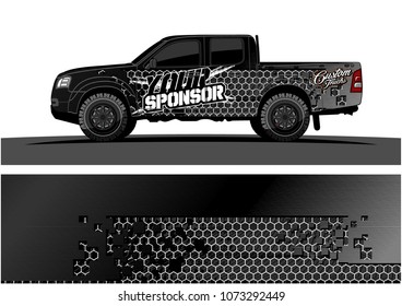 truck graphic vector design. abstract square shapes with grunge background for vinyl wrap.