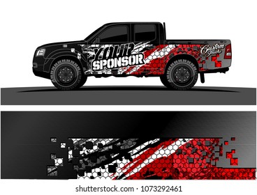 truck graphic vector design. abstract square shapes with grunge background for vinyl wrap.