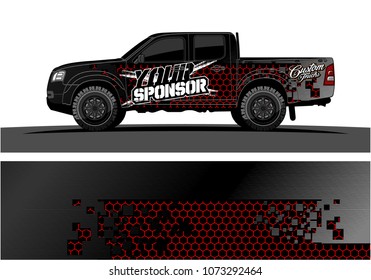truck graphic vector design. abstract square shapes with grunge background for vinyl wrap.