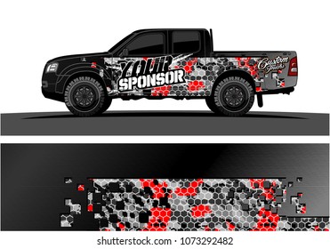 truck graphic vector design. abstract square shapes with grunge background for vinyl wrap.