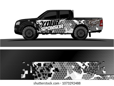 truck graphic vector design. abstract square shapes with grunge background for vinyl wrap.