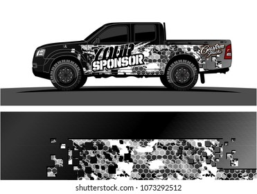 truck graphic vector design. abstract square shapes with grunge background for vinyl wrap.