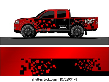 truck graphic vector design. abstract square shapes with camouflage background for vinyl wrap.