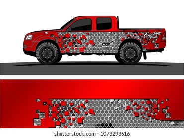 truck graphic vector design. abstract square shapes with camouflage background for vinyl wrap.