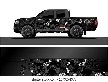 truck graphic vector design. abstract square shapes with grunge background for vinyl wrap.