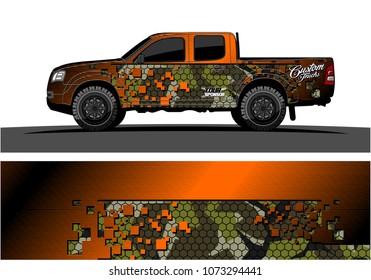 truck graphic vector design. abstract square shapes with grunge background for vinyl wrap.