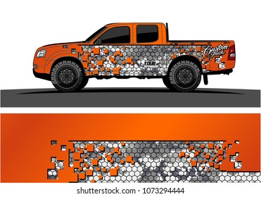 truck graphic vector design. abstract square shapes with grunge background for vinyl wrap.