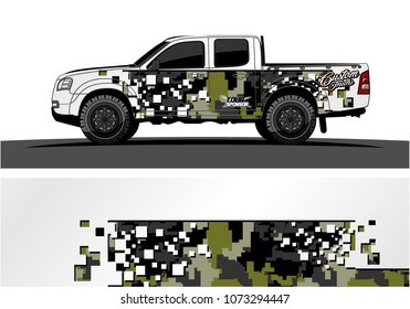 truck graphic vector design. abstract square shapes with grunge background for vinyl wrap.