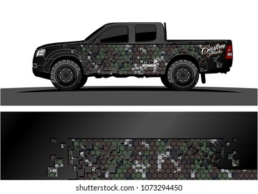 truck graphic vector design. abstract square shapes with grunge background for vinyl wrap.