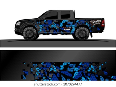 truck graphic vector design. abstract square shapes with grunge background for vinyl wrap.