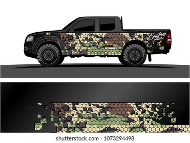 truck graphic vector design. abstract square shapes with grunge background for vinyl wrap.