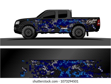 truck graphic vector design. abstract square shapes with grunge background for vinyl wrap.