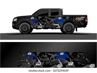 truck graphic vector design. abstract square shapes with grunge background for vinyl wrap.