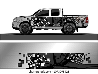 truck graphic vector design. abstract square shapes with grunge background for vinyl wrap.