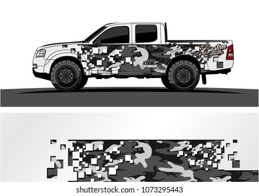truck graphic vector design. abstract square shapes with grunge background for vinyl wrap.