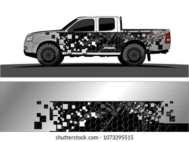 truck graphic vector design. abstract square shapes with grunge background for vinyl wrap.