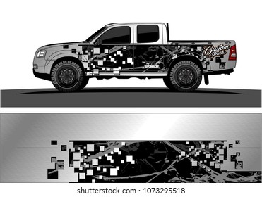 truck graphic vector design. abstract square shapes with grunge background for vinyl wrap.