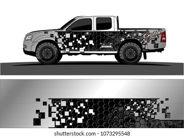truck graphic vector design. abstract square shapes with grunge background for vinyl wrap.