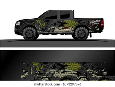 truck graphic vector design. abstract square shapes with grunge background for vinyl wrap.